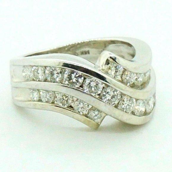 Estate Sale 14K White Gold Diamond Cluster Ring Size 6 2.20 TCW F G SI1 - Picture 1 of 4